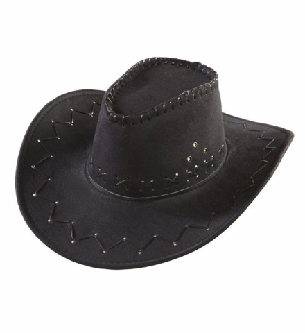 BLACK SUEDE LOOK COWBOY HAT unisex