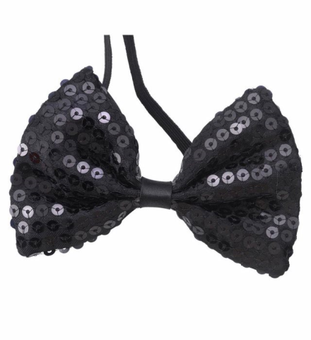 BLACK SEQUIN BOW TIE