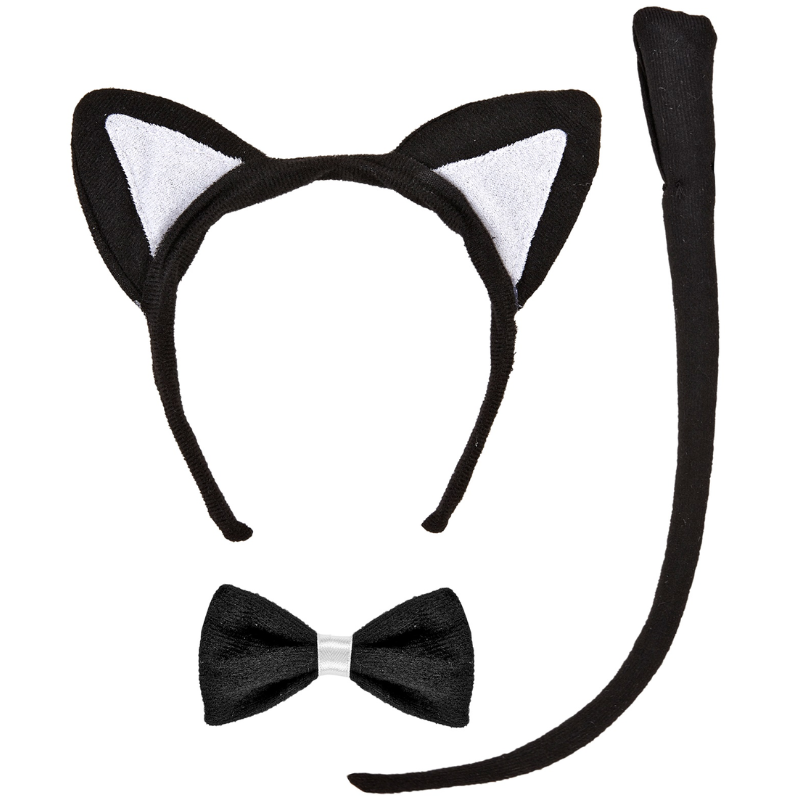 Cat dress-up set - ears, bowtie, tail