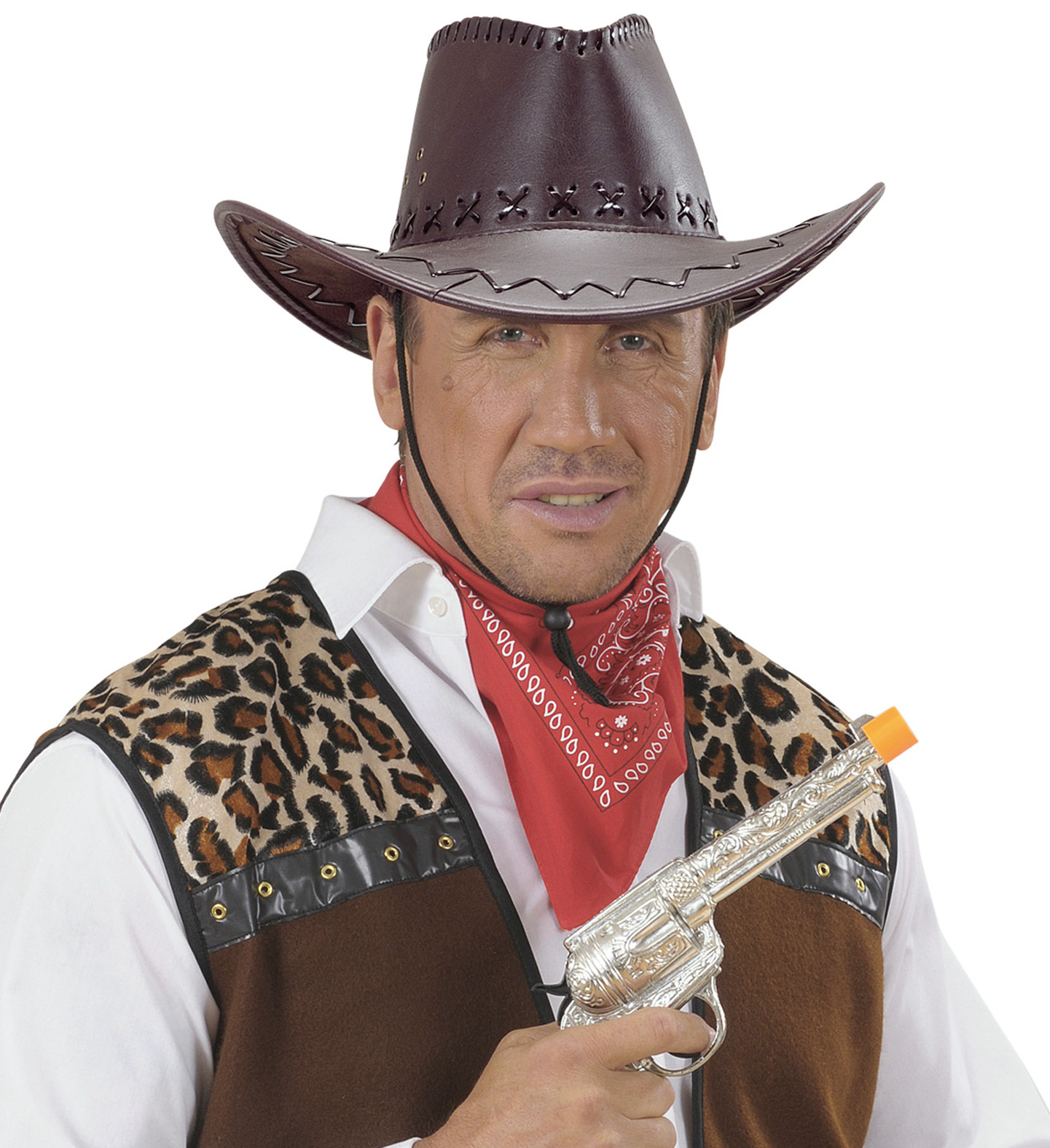BROWN COWBOY HAT STITCHED