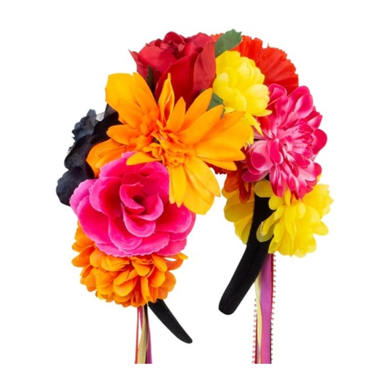 Flower Headband with Multicolor Ribbons