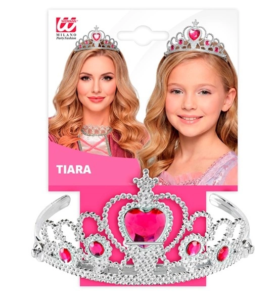 Silver Tiara with Pink Gems