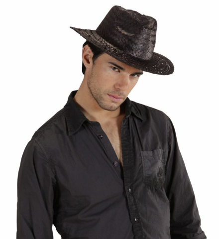 BLACK STRAW COWBOY HAT