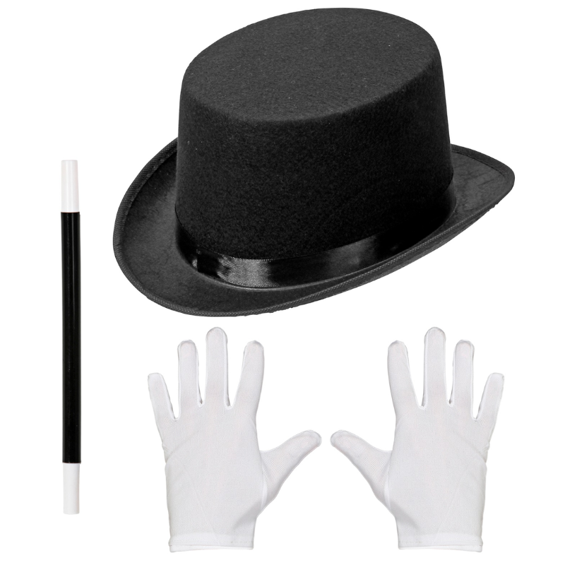 MAGICIAN - top hat, gloves, magic wand