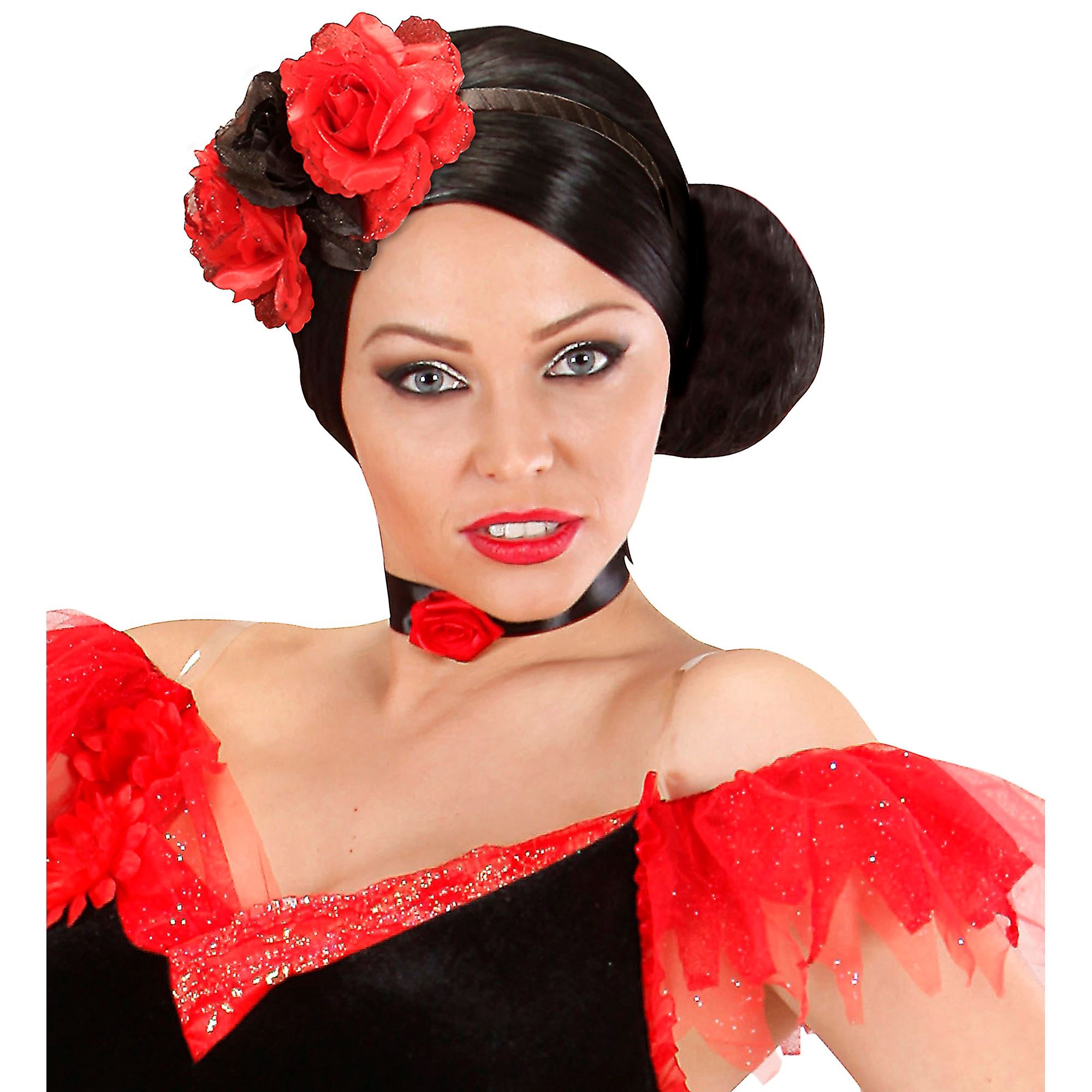 3 Red-Black Roses Headband