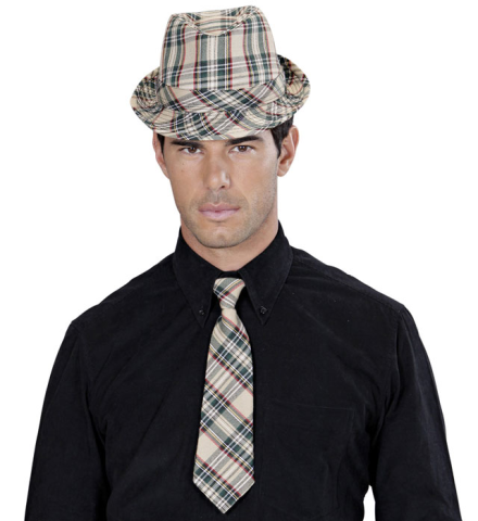 BEIGE TARTAN FEDORA