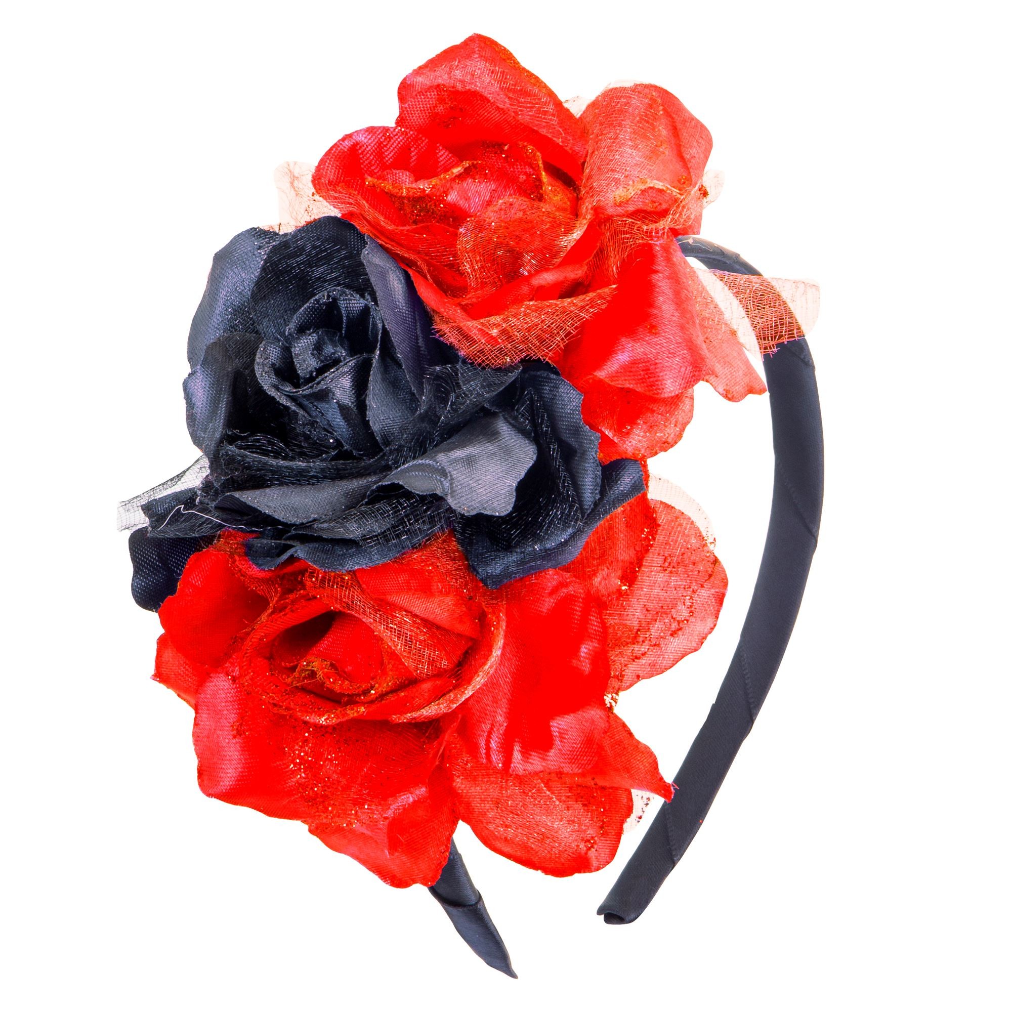 3 Red-Black Roses Headband