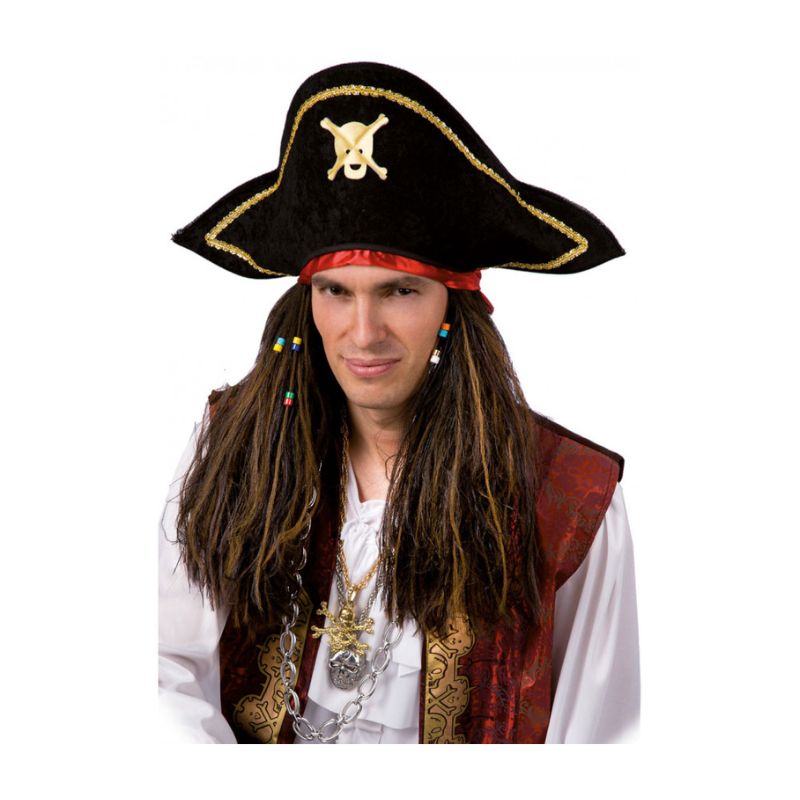 Pirate Wig W/Bandana And Hat