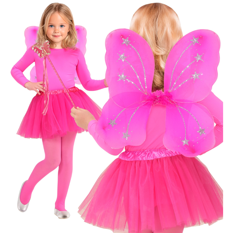MAGIC FAIRY Hot pink - tutu, wings, magic wand