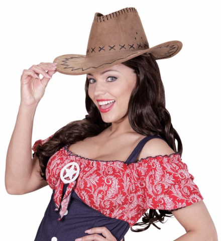 BROWN SUEDE LOOK COWBOY HAT unisex