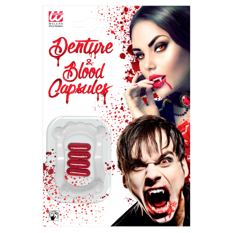 Vampire Denture With 4 Blood Capsules