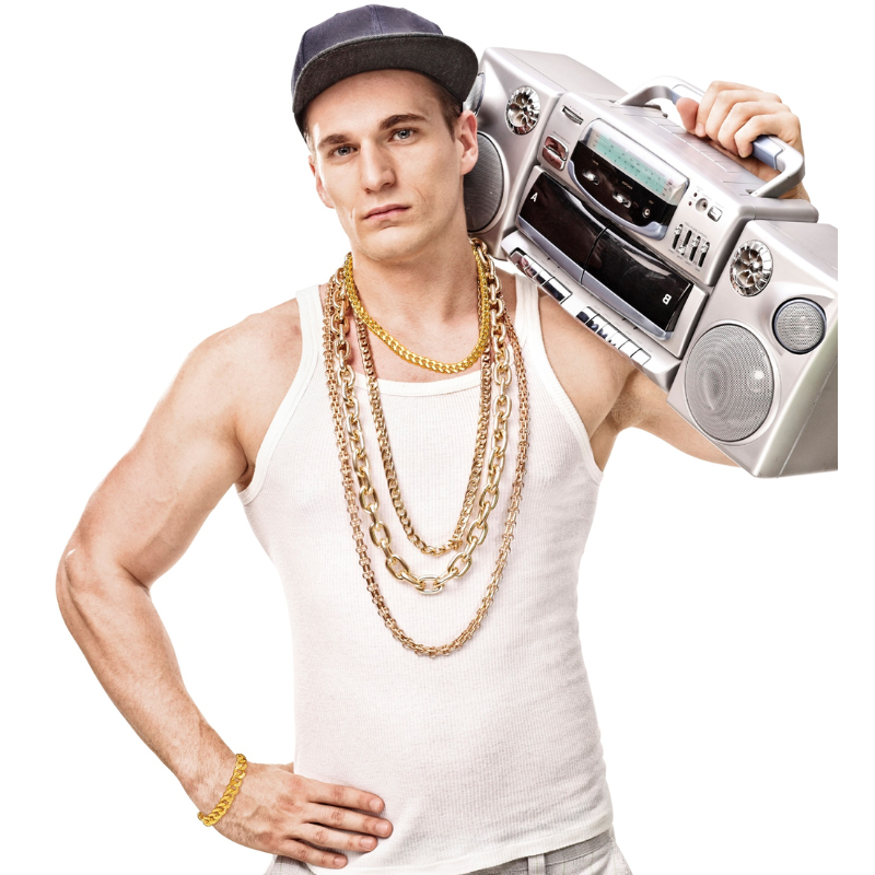 Gangster / Rapper / Pimp Set -gold Necklace & Bracelet