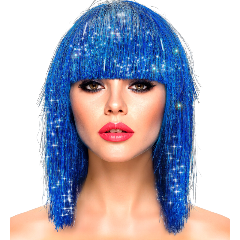 BLUE GLITZY WIG
