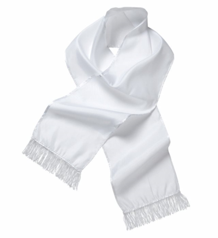WHITE SATIN SCARF