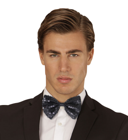 BLACK SEQUIN BOW TIE