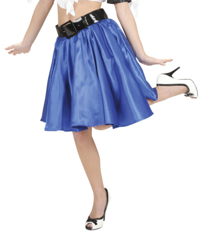 BLUE SATIN SKIRT WITH SEWN-IN PETTICOAT