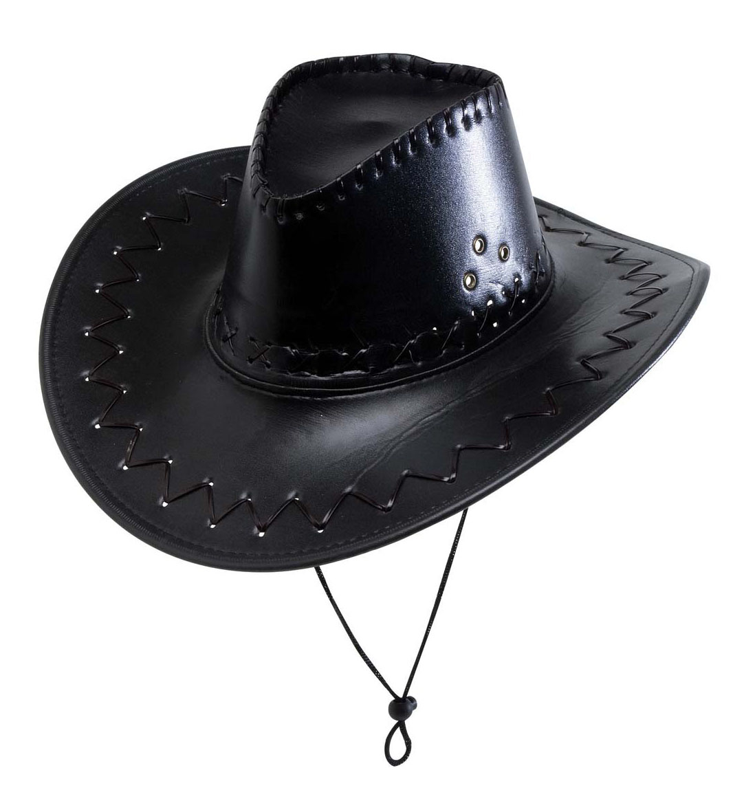 BLACK COWBOY HAT STITCHED