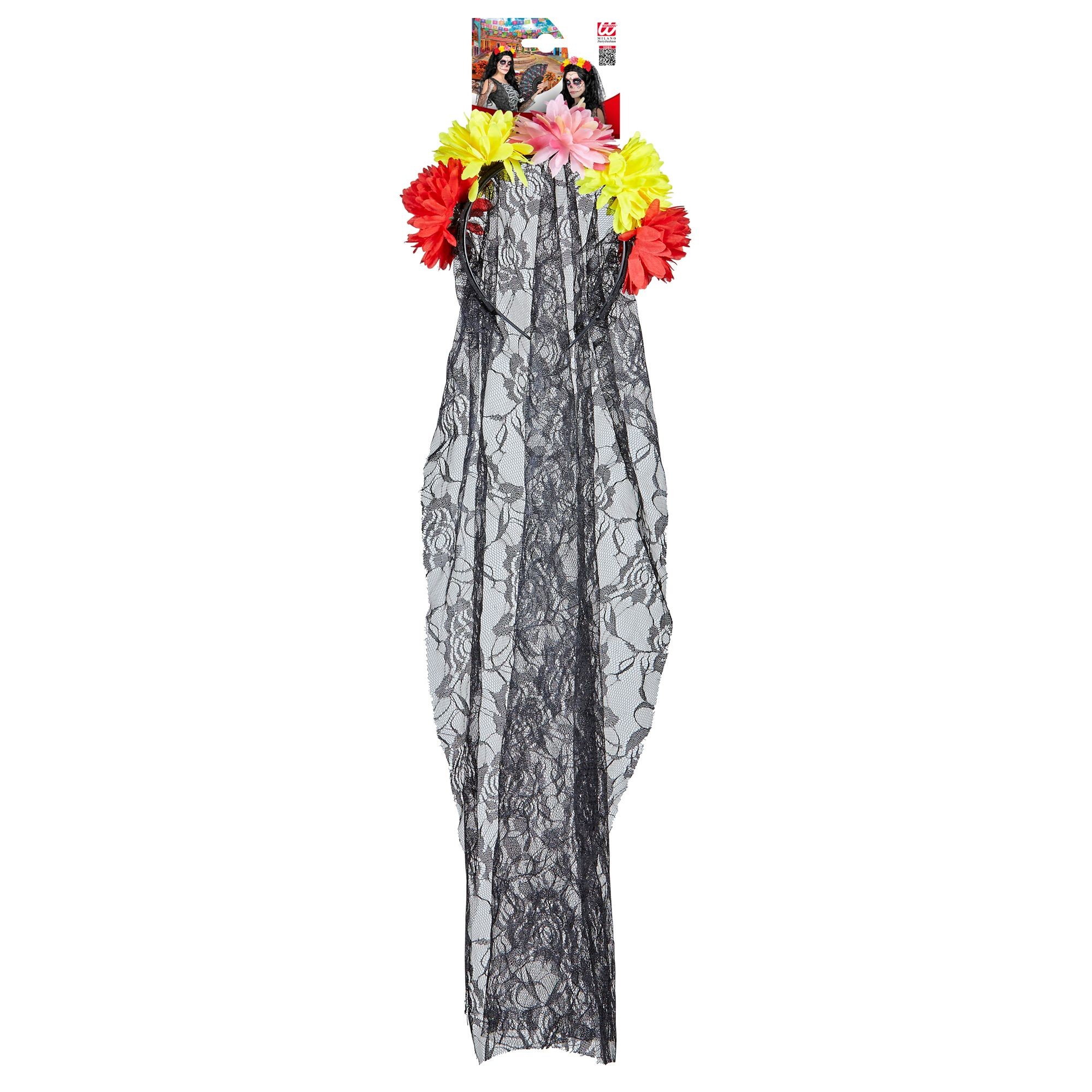 Dia De Los Muertos Veil With Flowers