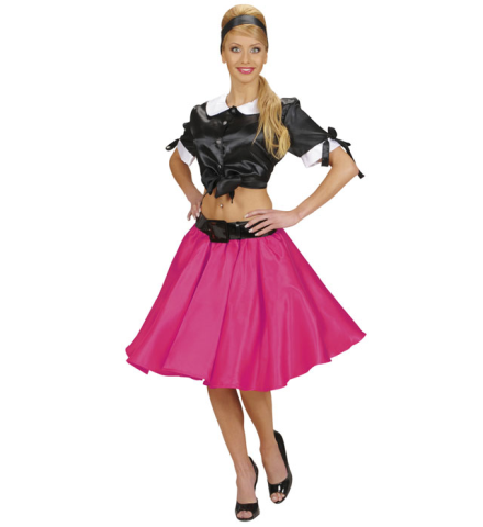 PINK SATIN SKIRT WITH SEWN-IN PETTICOAT