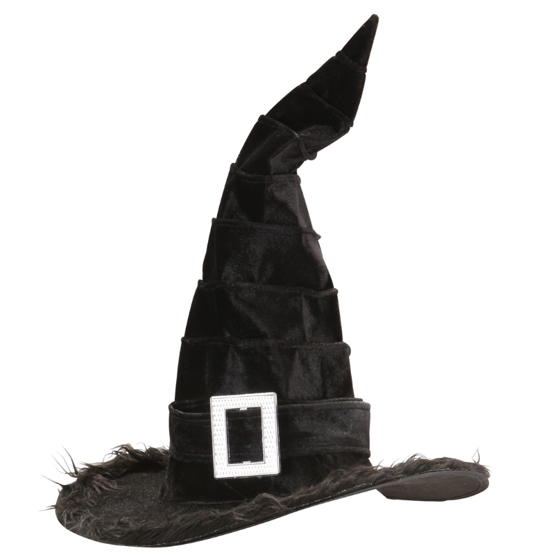 Witch Velvet Hat With Plush Trim & amp Buckle