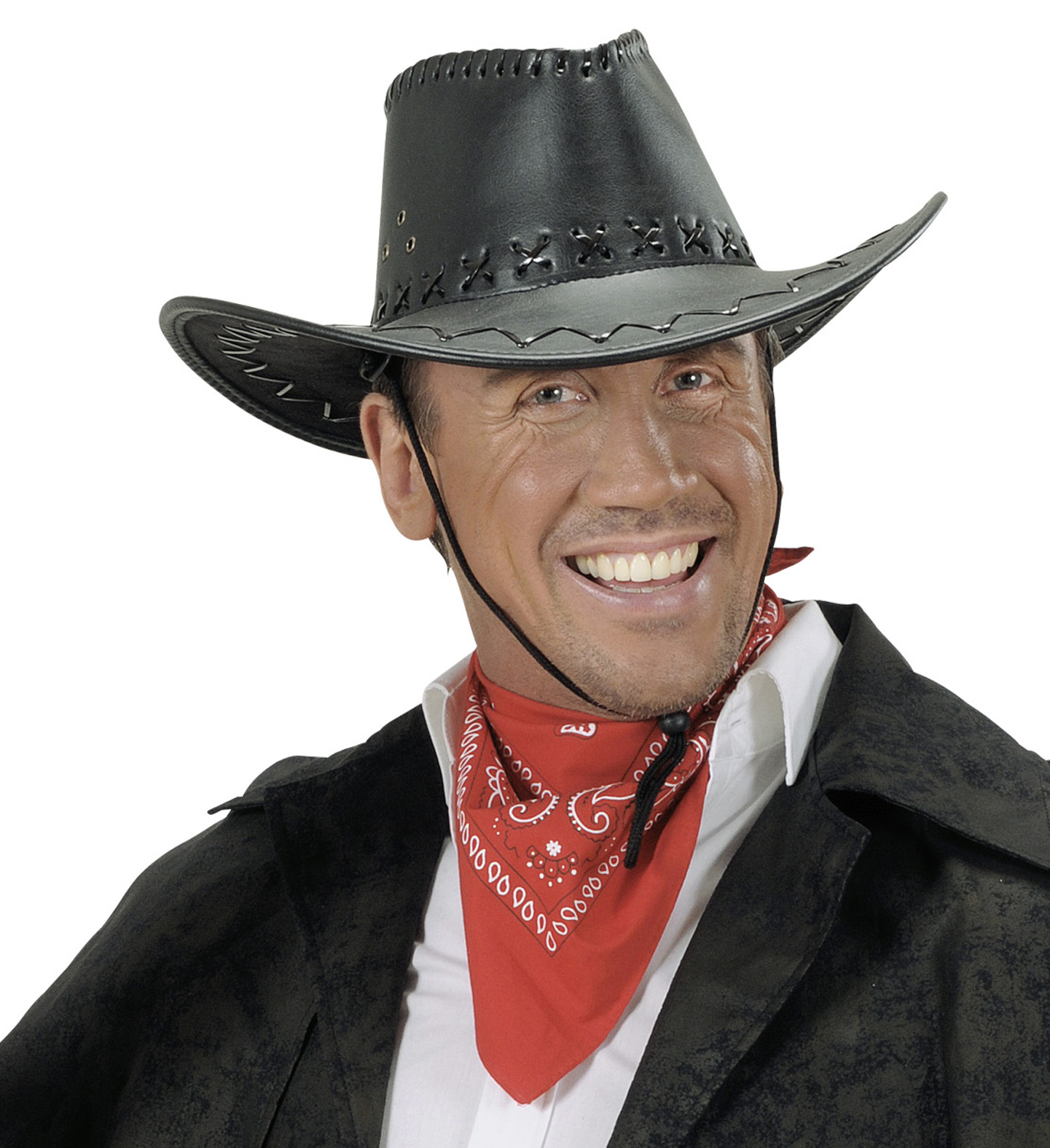 BLACK COWBOY HAT STITCHED