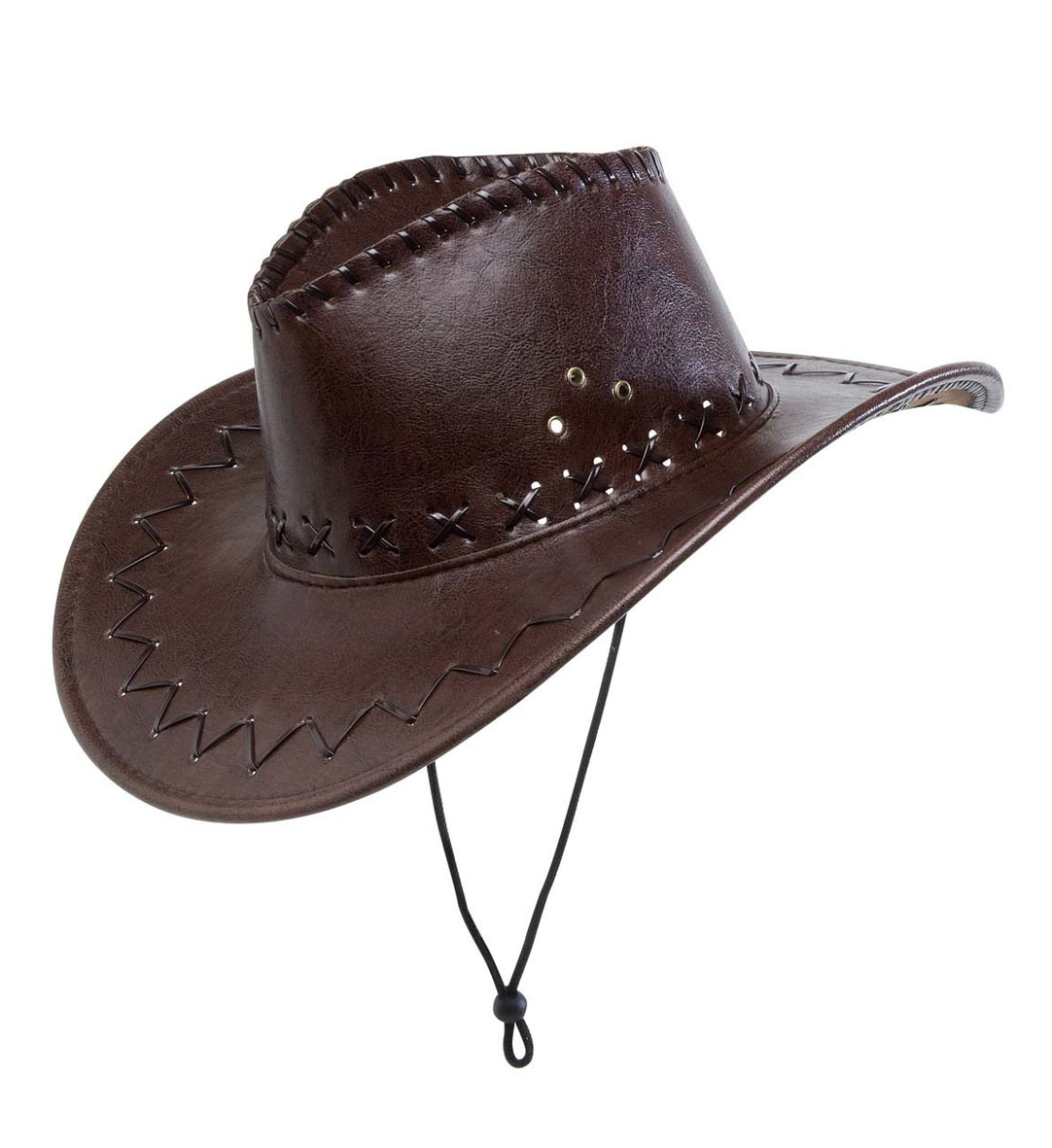 BROWN COWBOY HAT STITCHED