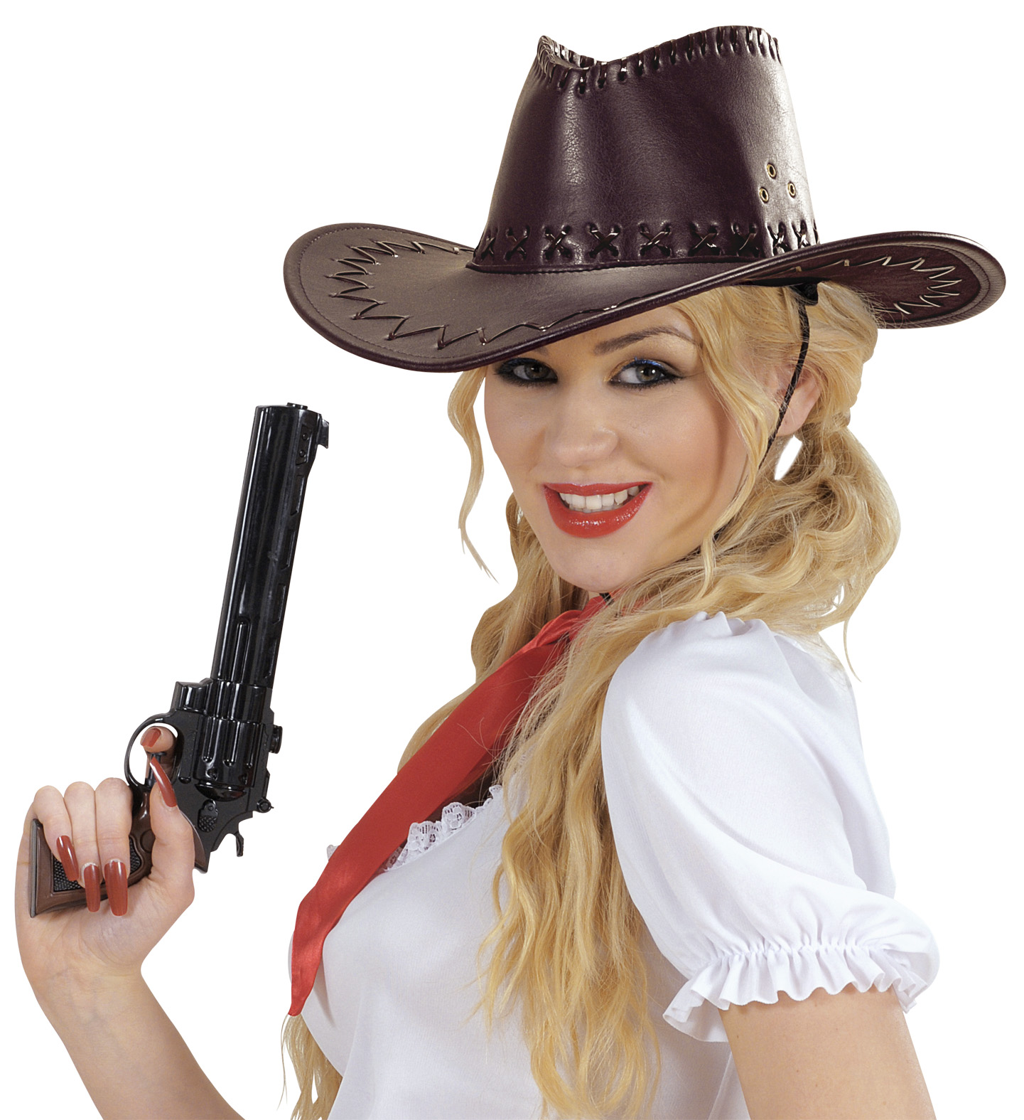 BROWN COWBOY HAT STITCHED