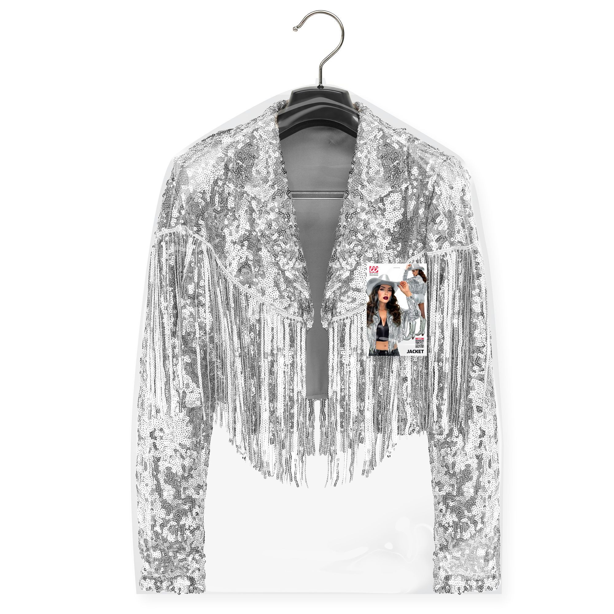 Jacket Sequin With Fringes Silver