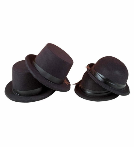 FLOCKED TOP HAT & BOWLER HAT